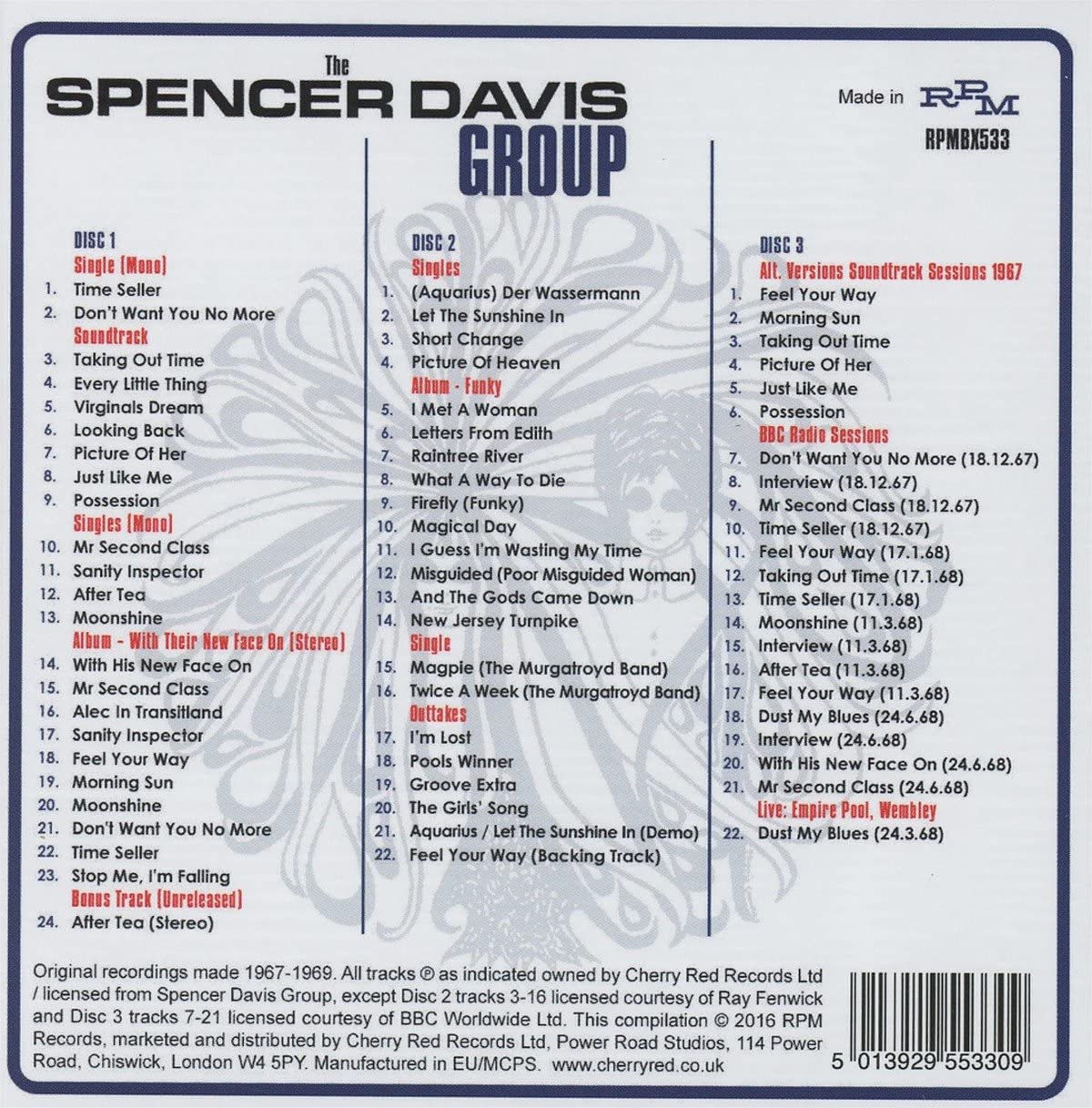 Davis, Spencer/Taking Time Out: Complete Recordings 1967-1969 (3CD)